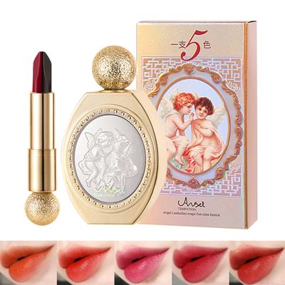 Miaritick 5 Colors in 1 Lipstick, Vintage Makeup Lipstick, Magic 5 Colors Lipstick, Long Lasting Lipstick for Women, Idea Gift for Women