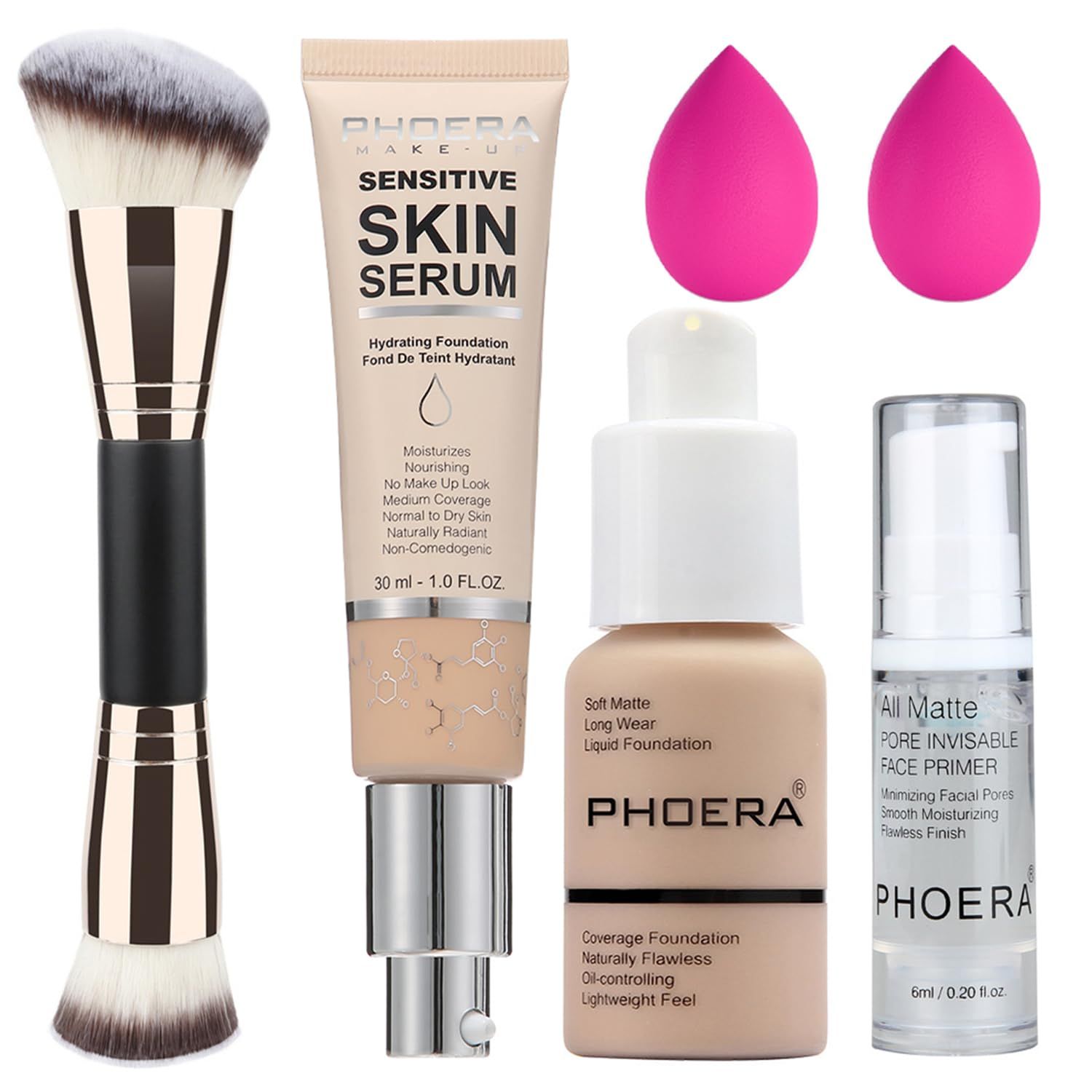 PHOERA Foundation Full Coverage,and 2024 New PHOERA Foundation Makeup for Mature Skin, Wrinkles Matte Natural Finish for a Flawless Complexion with Medium Coverage (102N02NudeNude)