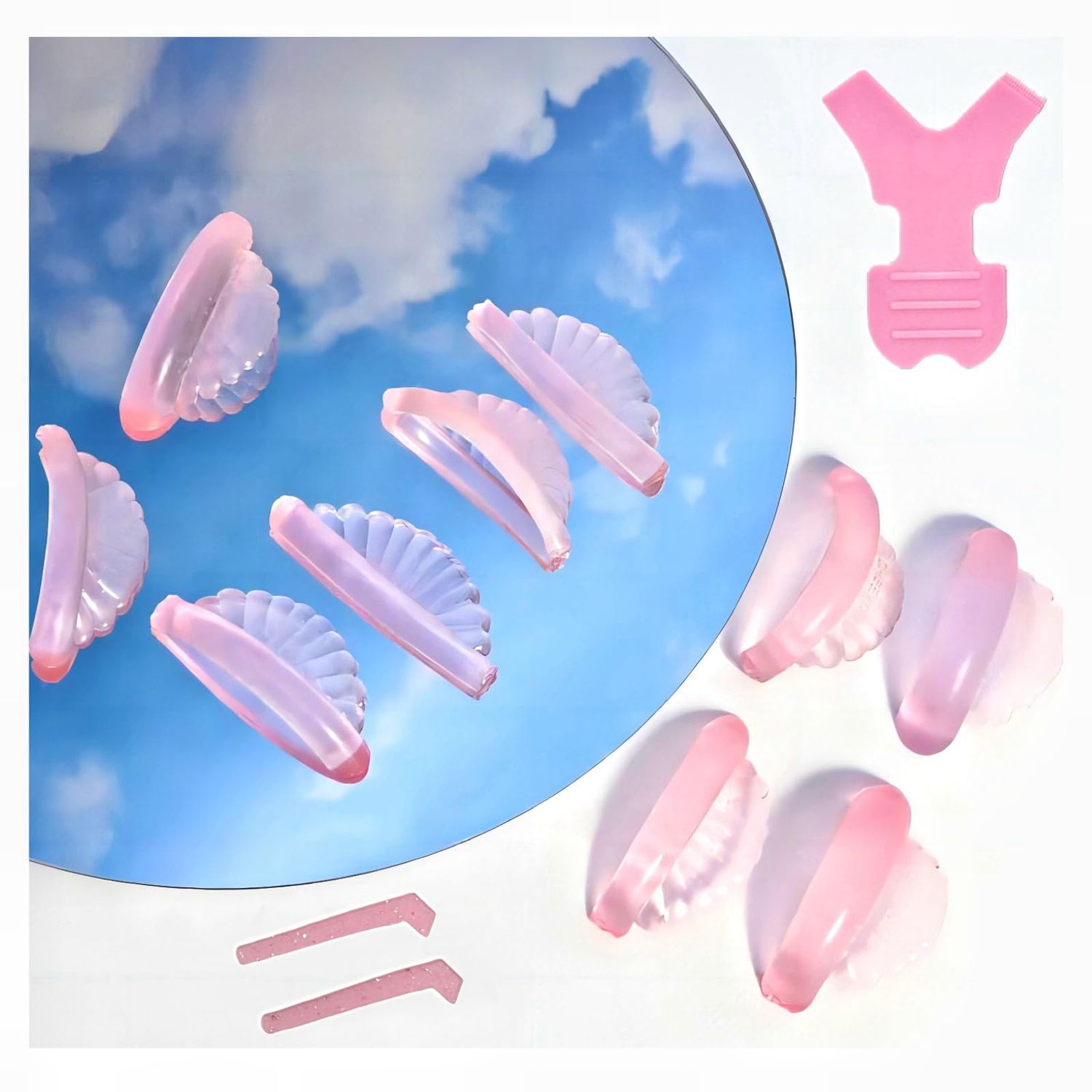 Lashlift Pads Shields 2025 New No glue Eyelash Lifting Shield Self Sticky Lash Lift Rods Lami Lamination Roller U Curler Pad Soft Eyelash Perm Rod 5 Size Air Bubble Silicone-Light Weight Guard