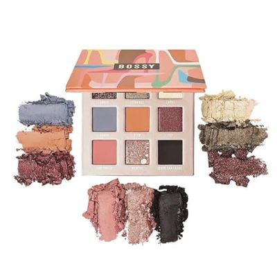 Bossy Cosmetics Style Meets Substance Eyeshadow Palette, Vegan Eye Makeup Kit, Beauty Gift Set for Women, Cruelty Free, Includes 9 Long Lasting Colors - Matte, Glitter, and More