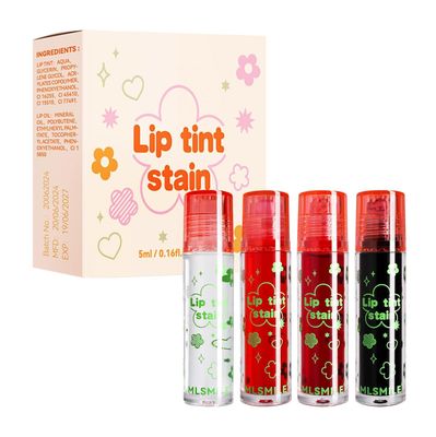 Tiejdhr 4PCS Rolling Ball Lip Oil Set, Long Lasting Hydrating &amp; Moisturizing Lip Gloss Set for Kids Lip care, Transparent Lip Gloss for Dry and Chapped Lips (Set A, 0.16 OzPcs)