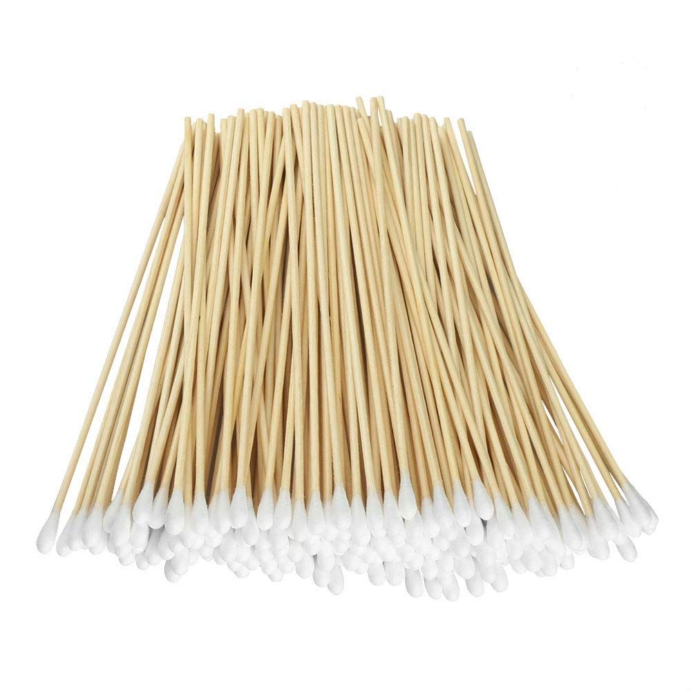 Yinghezu 200 Pcs Count 6&quot; Inch Long Cotton Swabs with Wooden Handles Cotton Tipped Applicator, Cleaning with Wood Handle for Oil Makeup Gun Applicators, Eye Ears Eyeshadow Brush and Remover Tool