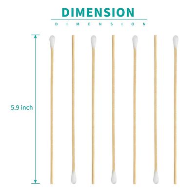 Yinghezu 200 Pcs Count 6" Inch Long Cotton Swabs with Wooden Handles Cotton Tipped Applicator, Cleaning with Wood Handle for Oil Makeup Gun Applicators, Eye Ears Eyeshadow Brush and Remover Tool