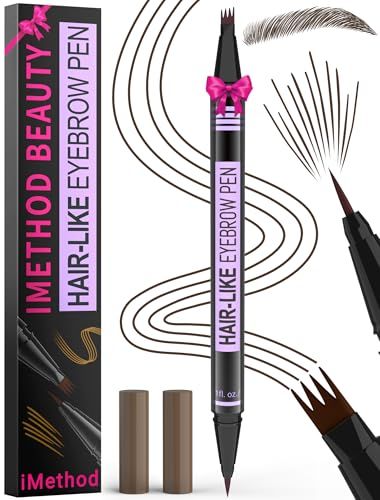 iMethod Eyebrow Pen - Eyebrow Pencil Magic 2-in-1 Eye Brow Pencils for Women with 4-Fork-Tip and Precise Brush-Tip Create Natural Hair-Like Brows, Last All Day, Microblading Eyebrow Pen, Dark Brown