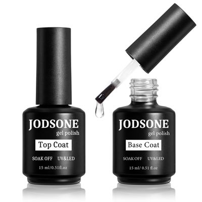 JODSONE 2 Bottles of Top Coat Base Coat Set No Wipe Foundation Combination Bright Surface At Home DIY Nail Salon Girl Gift