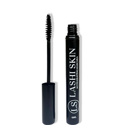 LASHISKINS Black Mascara Infused with Lash Growth Serum - Waterproof, Volumizing, and Lengthening Mascara, Smudge-Proof, Vegan, and Cruelty-Free Formula I Ideal for Sensitive Eyes - 6ML