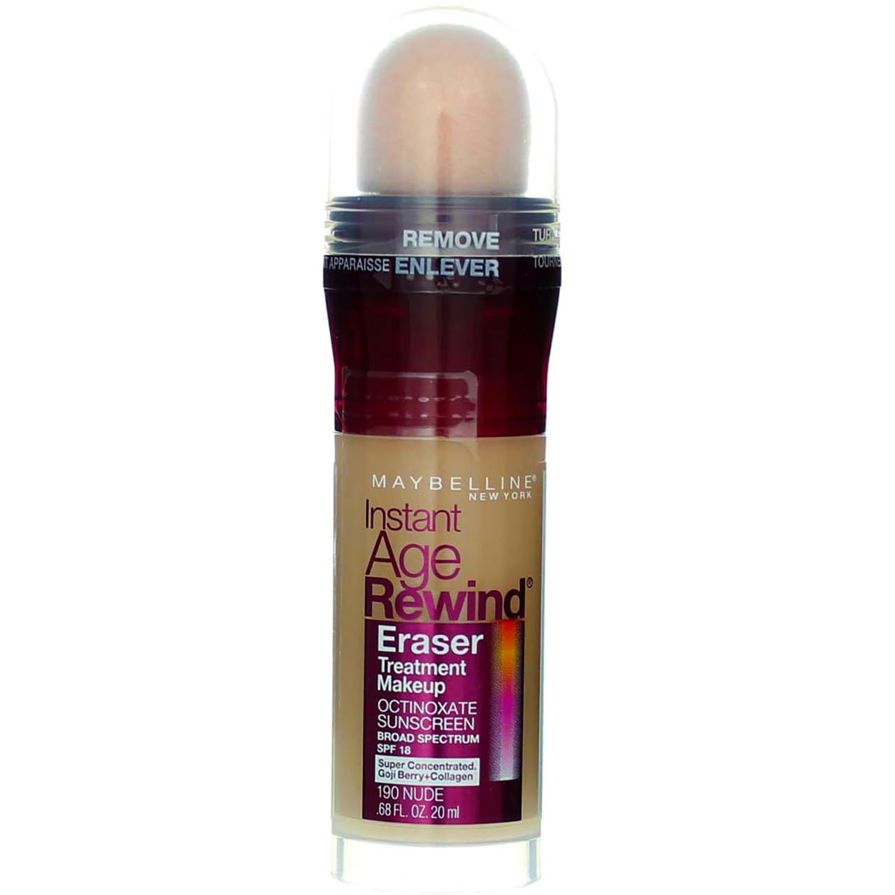 Maybelline New York Instant Age Rewind Eraser Treatment Makeup, Nude Light 190 0.68 oz (Pack of 11)