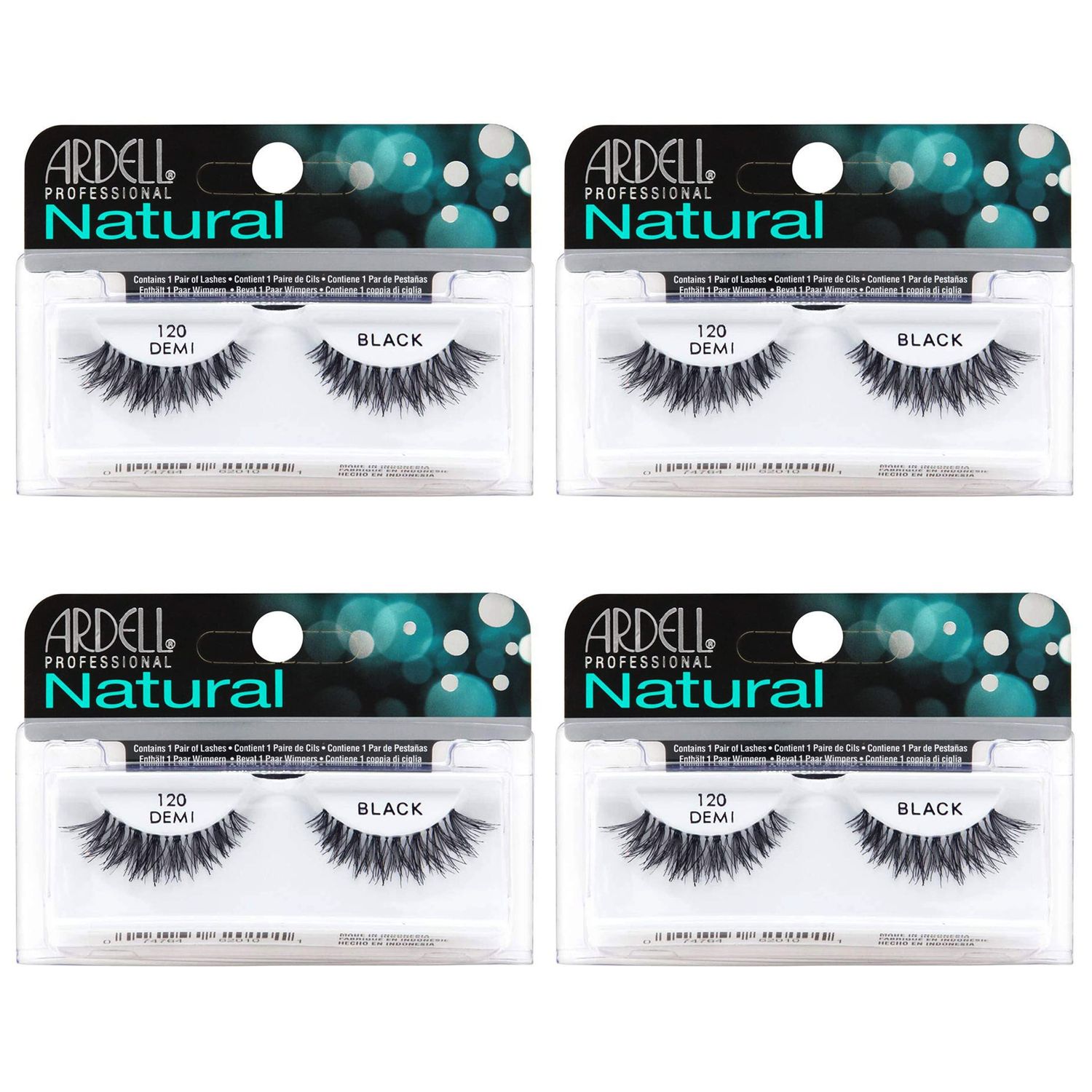 Ardell Natural Lashes False Eyelashes Natural Look Strip Lash, Reusable - 120 Black (4 pack)
