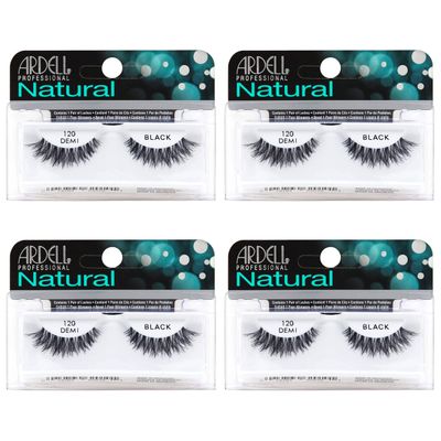 Ardell Natural Lashes False Eyelashes Natural Look Strip Lash, Reusable - 120 Black (4 pack)