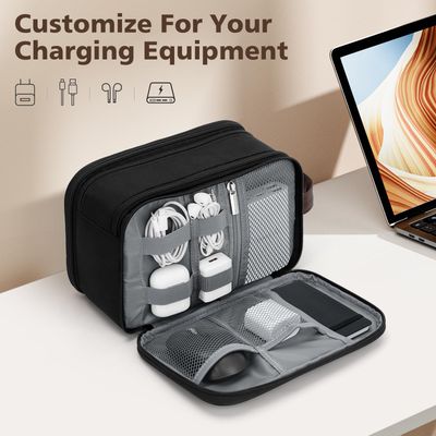 Wedama Toiletry Bag for Men, Medium Hanging Travel Toiletry Bag, Extra Electronic Organizer Bag Waterproof Travel Bag for Toiletries with PU Handle for Travel Business Trips Swim Camping, Black&amp;Brown