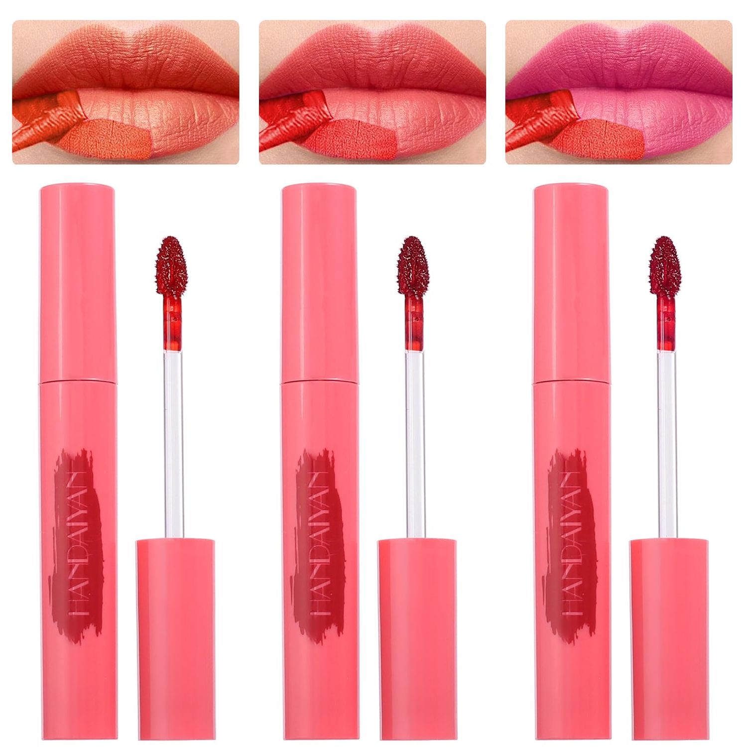 3 Colors Peel Off Matte Lip Liner Stain, Long Lasting Natural Peel Off Tattoo Lip Stain, Waterproof Smudge Proof Non-Stick Cup Lip Tint Peel Off Lip Gloss, Lip Makeup Gift for Women-01#02#03#