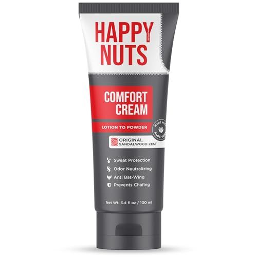 HAPPY NUTS Comfort Cream Deodorant For Men Anti-Chafing Sweat Defense, Odor Control, Aluminum-Free Mens Deodorant &amp; Hygiene Products for Men&#39;s Private Parts 3.4 oz.(1 Pack, Original)