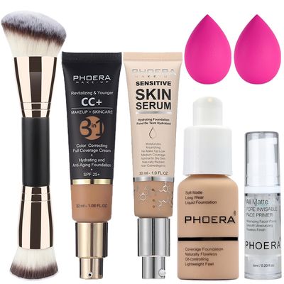 PHOERA Foundation Full Coverage,PHOERA CC Cream,2024 New PHOERA Foundation Makeup for Mature Skin, Wrinkles Matte Natural Finish,Primer (104140CCN03 Buff Beige)
