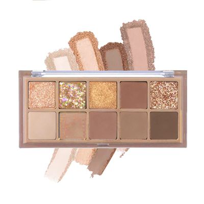 Aaiffey 10 Colors Eyeshadow Palette,Highly Pigmented Matte Shimmer Eye Makeup Palette Velvety Texture Nude Eye Shadow Brightener Glitter Eyeshadow,02#