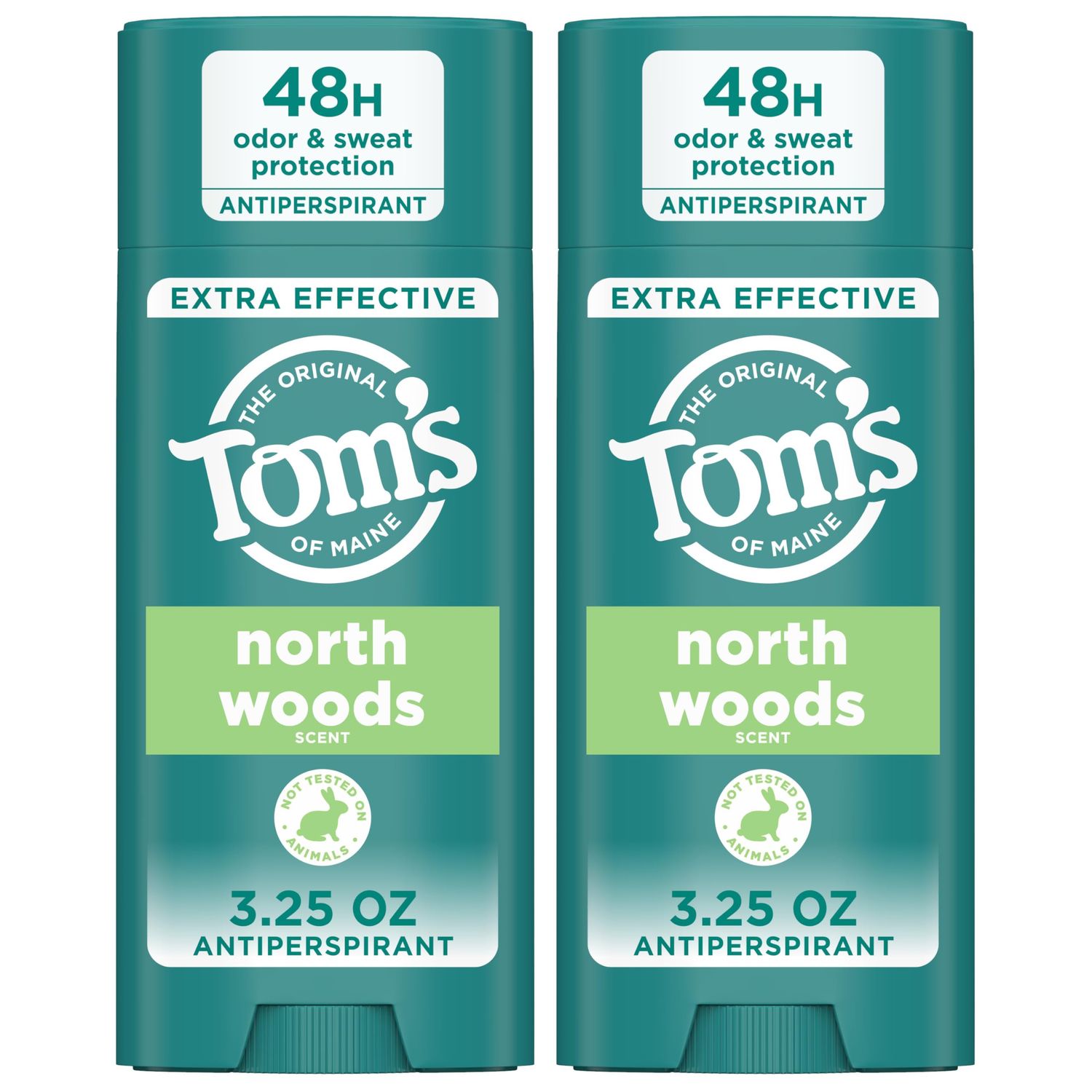Toms of Maine North Woods Antiperspirant for Men and Women, With Recycled Aluminum, 3.25 oz, 2-Pack