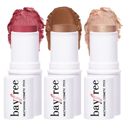 bayfree 3 PCS Makeup Cream Contour Stick Set, Highlighter Stick &amp; Bronzer Stick &amp; Blush Stick, Long Lasting, Natural Face Contour, Dewy &amp; Matte Finish, Multi Stick Trio for All Skin