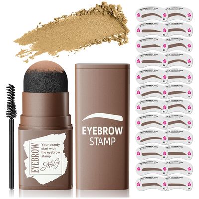 Eyebrow Stamp Stencil Kit - Eye Brow Stencil Kit for Beginners, Brow Stencil and Stamp Kit Long-lasting, Smudge-Proof &amp; Waterproof, 24 Reusable Eyebrow Shapes Stencils for Perfect Brow (Blonde)