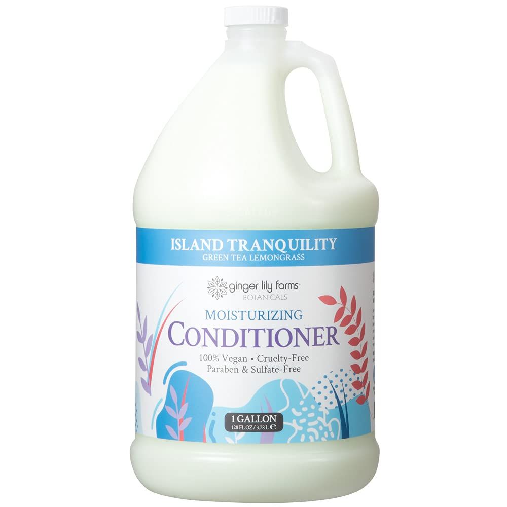Ginger Lily Farms Botanicals Moisturizing Conditioner for Dry Hair, Island Tranquility, 100% Vegan &amp; Cruelty-Free, Green Tea Lemongrass Scent, 1 Gallon (128 fl oz) Refill