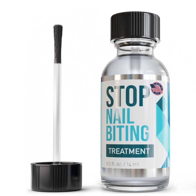 Stop Nail Biting Treatment - Clear, Bitter-Tasting Nail Polish To Stop Nail-Biting - Easy To Apply and Safe For Children - Nail Strengthener Solution - Nail Care for Healthy Nail Growth (0.5 fl oz)