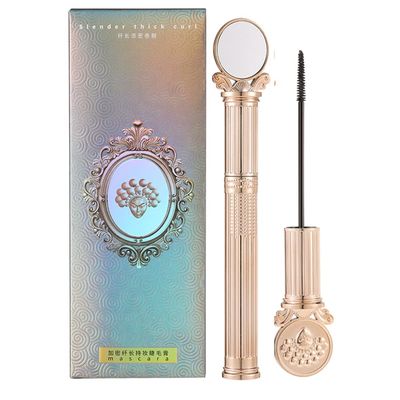 Embossed housing Mascara, Longer Waterproof Lash Cosmetics Natural Lengthening and Thickening Effect No Clumping 4d Silk Fiber For Vibely Mascarawith Makeup Mirror1 Pcs