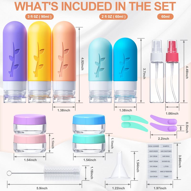 19 Pack travel Bottles for Toiletries, Silicone TSA Approved Travel Size Containers for toiletries Leak Proof Refillable Travel Essentials for Shampoo Conditioner Lotion toiletry bottles