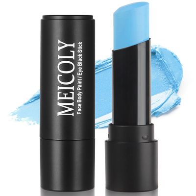 MEICOLY Light Blue Face Body Paint,Blue Face Paint Sadness,Pale Blue Body Paint Stick for Corpse Bride Halloween SFX Avatar Sally Makeup,Waterproof Eye Black Stick for FootballBaseballSoftball