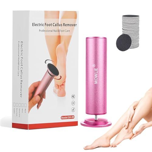Electric Foot Callus Remover,MOWLIE Electric Foot Care Tools with Speed Controller and 60pcs Replacement Sandpaper Disk for Men Women Dead Dry Crack Skin Calluses (pink-11)