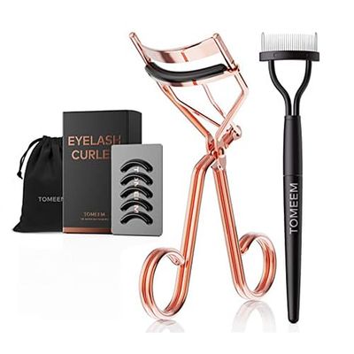 Eyelash Curler with Comb, Professional Volumizing Lash Lift Kit Lash Curler with Refill Pads for Home &amp; Travel Uses, Rose Gold