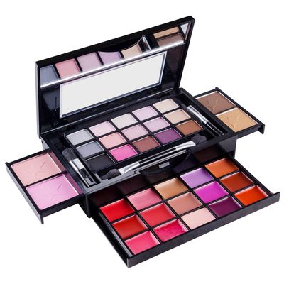 SHANY Fierce &amp; Flawless All-in-One Makeup Set Compact with Mirror, 15 Eye Shadows, 2 Bronzers, 2 Blushes and 15 LipEye Glosses - Applicators Included