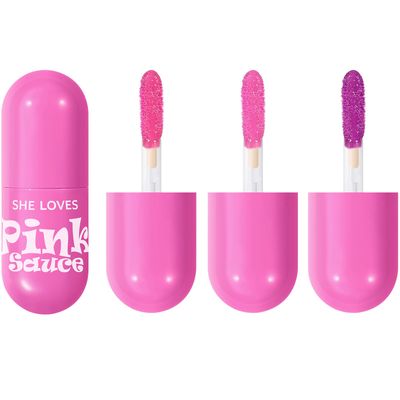 BEUKING 3 Pcs Lipstick Set Pink Mirror Waterproof High Pigment Non-Smudge Liquid Nude Lip Gloss Smooth Red Pink Long-lasting Wear Non-stick Lightweight Lip Stain Set for Women Lady Girl Lip Makeup (B)