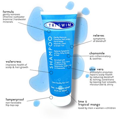 TRISWIM Chlorine Removal Swimmers Shampoo Moisturizing Repairing Hair, 8.5 fl.oz.