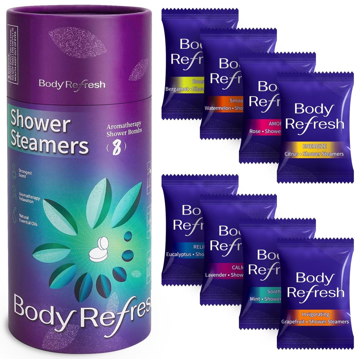 BodyRefresh Shower Steamers Aromatherapy - Birthday Gifts for Women, 8 Pack Shower Bombs with Essential Oils, Spa Gifts for Women, Mom, Wife, Valentines Day Gifts for Her, Daughter, Teens