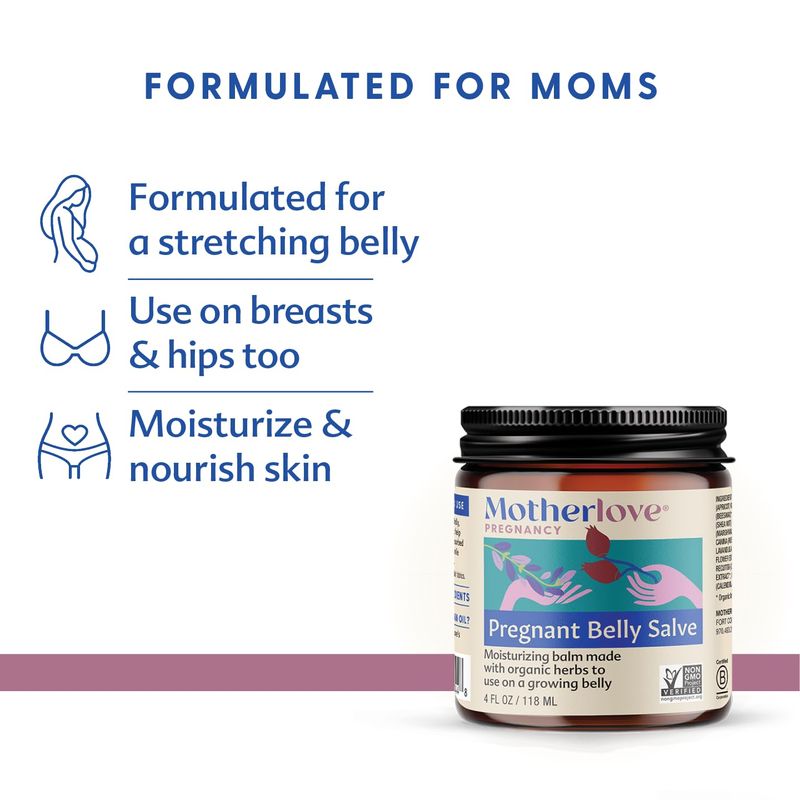 Motherlove Pregnant Belly Salve (4 oz) Moisturizing Balm to Use on Growing Belly-Non-GMO &amp; Organic Herbs