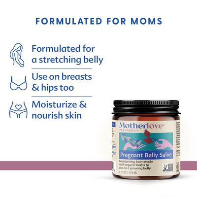 Motherlove Pregnant Belly Salve (4 oz) Moisturizing Balm to Use on Growing Belly-Non-GMO &amp; Organic Herbs