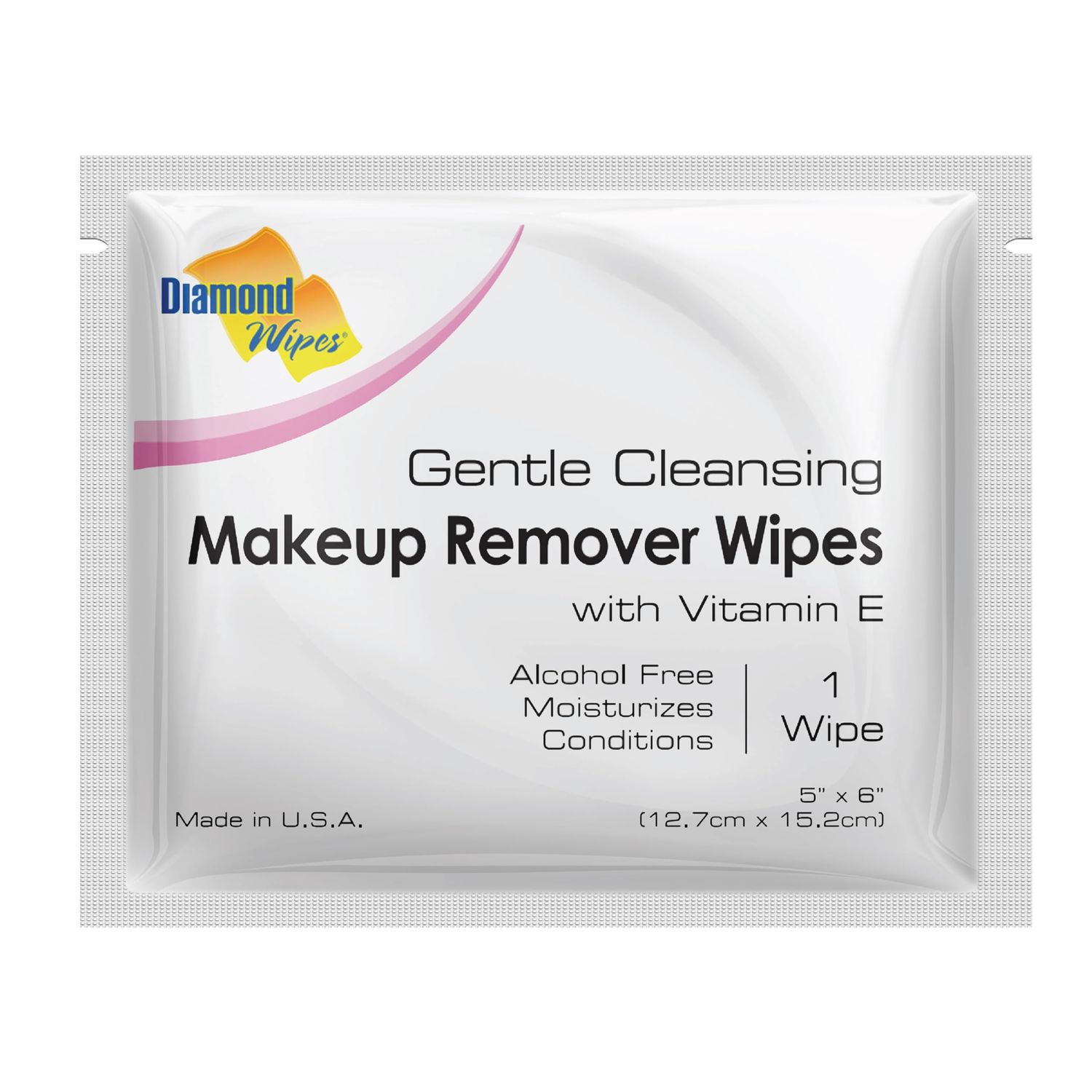 Diamond Wipes Face Cleansing and Waterproof Makeup Remover Wipes, Case of 50 Wipes, Alcohol Free Wipes with Vitamin E