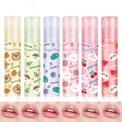 6Pcs Roll On Lip Gloss Oil Set,Moisturizing and Nourishing Lips Light Lip Oil,Fruit Scents Vegan Lip Gloss Non Toxic Lip Oil