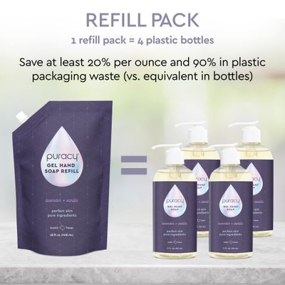 Puracy Organic Hand Soap, Professional Hand Washers We've All Become, Moisturizing Natural Gel Hand Wash Soap, Liquid Hand Soap Refills for Soft Skin (Refill Lavender &amp; Vanilla, 48 Ounce)