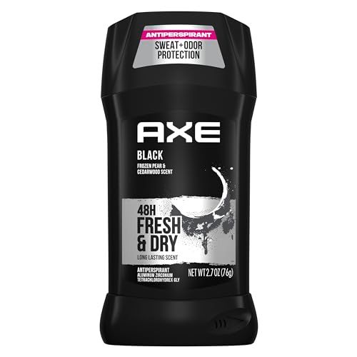 AXE Antiperspirant Stick for Men Black Pack of 4, 48 Hour Sweat and Odor Protection for Long Lasting Freshness, Frozen Pear &amp; Cedarwood Men&#39;s Deodorant 2.7 oz