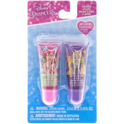 Disney Princess Ariel &amp; Rapunzel 2-Piece Fruit Flavored Lip Gloss Stocking Stuffer Party Favor Gift Set