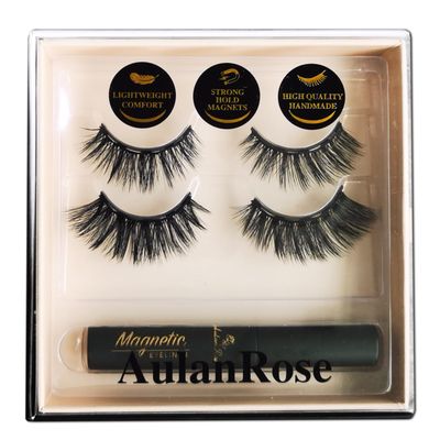 AulanRose Magnetic Eyelashes Kit Natural Look, Magnetic Lashes with Eyeliner for Medium Cat Eye, Cruelty-Free &amp; Vegan Faux Mink Lashes, 60 Wears