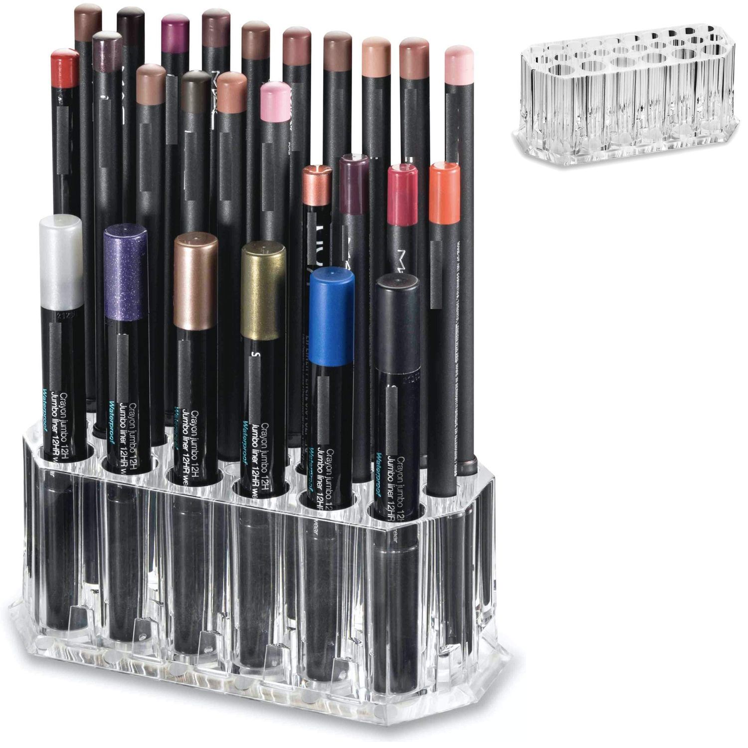 BY ALEGORY Acrylic Eyeliner Organizer &amp; Lip Liner Organizer 26 Space Storage 20 Standard 6 Jumbo Cosmetic Pencil Makeup Display Case Refillable Container