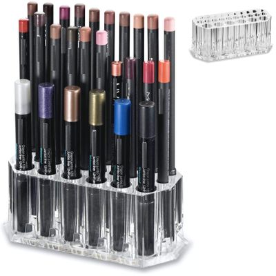 BY ALEGORY Acrylic Eyeliner Organizer &amp; Lip Liner Organizer 26 Space Storage 20 Standard 6 Jumbo Cosmetic Pencil Makeup Display Case Refillable Container