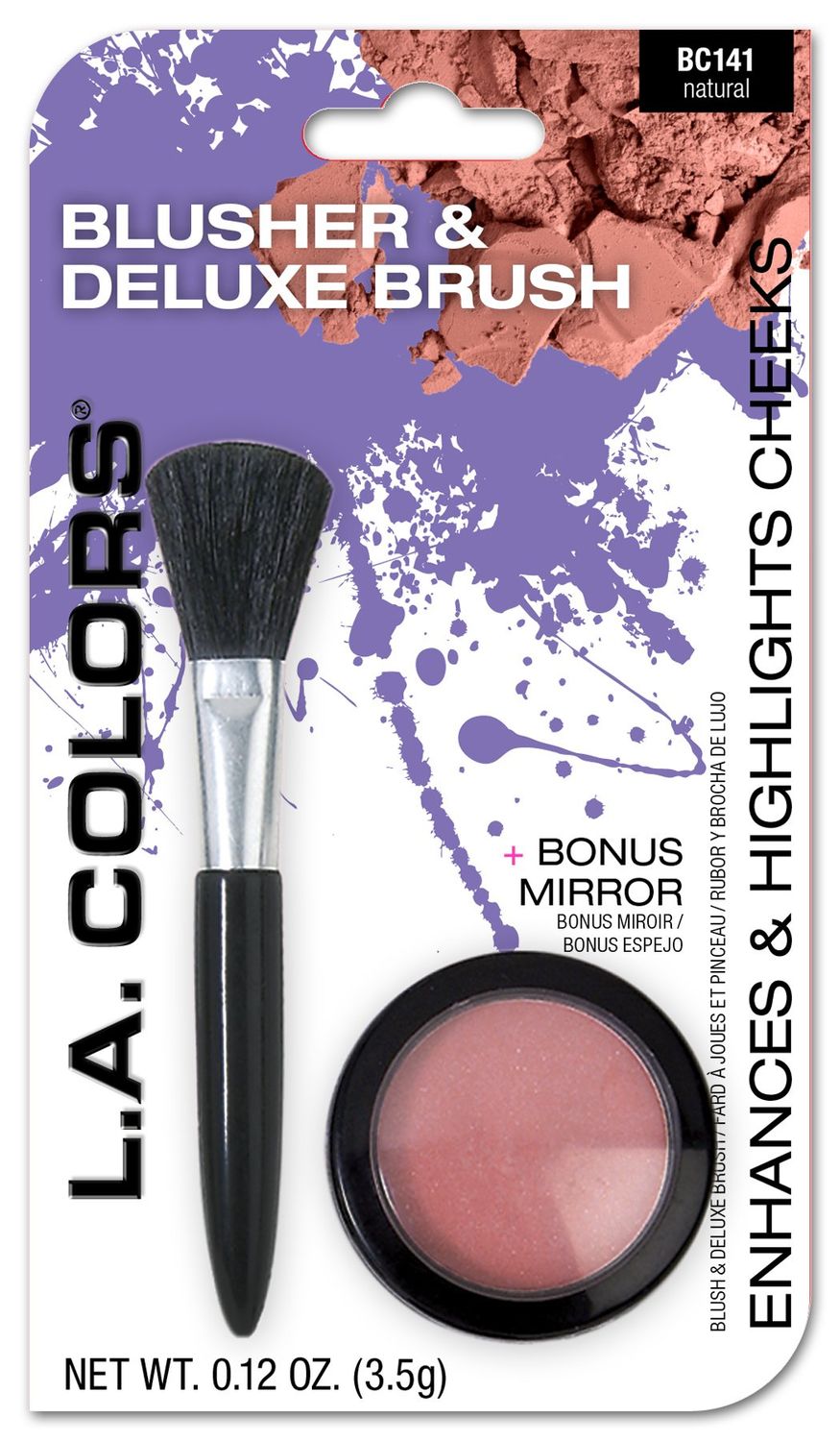 L.A. COLORS Blusher &amp; Deluxe Brush, Natural CBC141