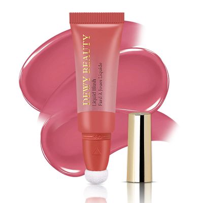 LSxia Liquid Blush Makeup Wand, Cream Liquid Blush with Cushion Applicator For Cheeks Tint, Natural-looking, Glow Dewy Finish, Weightless Blendable Liquid Blush Stick | #104 CHEERY-Dark Rose