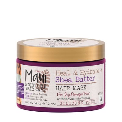Maui Moisture Heal &amp; Hydrate  Shea Butter Hair Mask &amp; Leave-In Conditioner Treatment to Deeply Nourish Curls &amp; Help Repair Split Ends, Vegan, Silicone, Paraben &amp; Sulfate-Free, 12 Ounce