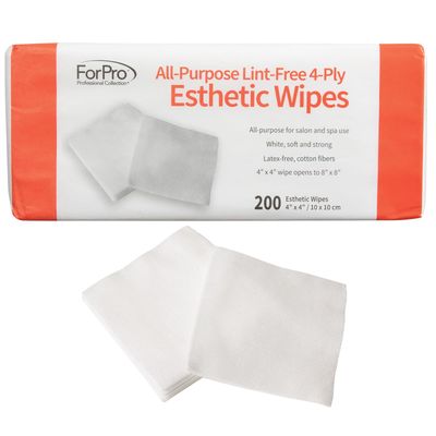 ForPro Professional Collection All-Purpose Lint-Free 4-Ply Esthetic Wipes, Non-Woven, For Salon and Spa Use, Soft, Strong and Durable, Latex-Free, 4&quot; x 4&quot;, 200-Count