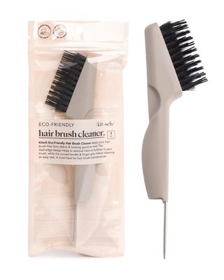 Kitsch Double Sided Hair Brush Cleaner Tool 2-in-1 Comb Cleaner | Eco-Friendly Hair Brush Rake | Double Edge Hair Remover Brush &amp; Hairbrush Cleaner Solution for Hair Brush Maintenance, Gifts for Women
