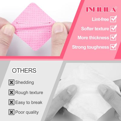 NXJ INFILILA 1080PCS Lint Free Nail Wipes Kit, Pink Gel Nail Polish Remover Set With 1PCS Acetone Pump Dispenser Bottle 200ml(6.8oz) for Professional Soak Off Gel Nail Polish Nail Remover