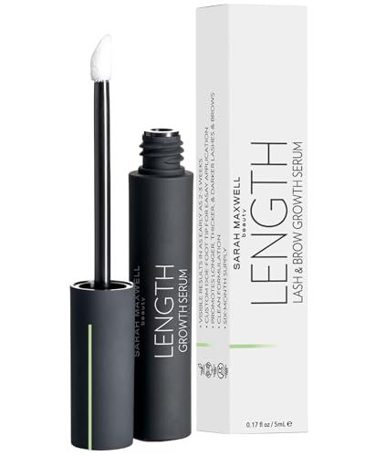 Sarah Maxwell Beauty - LENGTH Growth Serum for Eyelash &amp; Brow Boost, Vegan, Paraben-Free, Cruelty-Free - Enhance Lashes &amp; Brows, Clean Beauty Lash Treatment (0.17 fl oz | 5 mL)