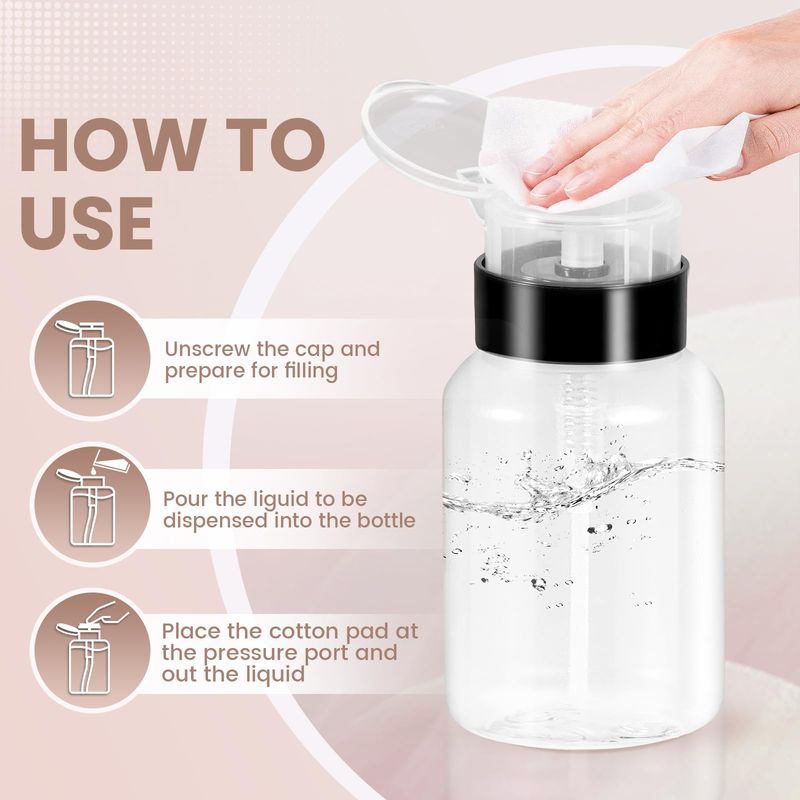 Nail Polish Remover Pump, YAMYONE 2 Pack Acetone Pump Dispenser, Alcohol Dispenser Push Down Empty Lockable Pump Dispenser Bottle for Nail Polish and Makeup Remover, 200ml(6.8oz)